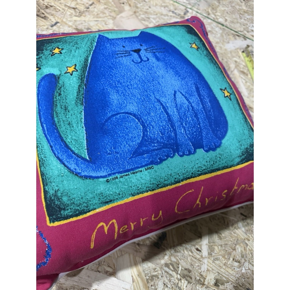 Merry Christmas Pillow Red, Blue, Green Abstract Cat Lovers by KenTex 16"x16" - Picture 9 of 9